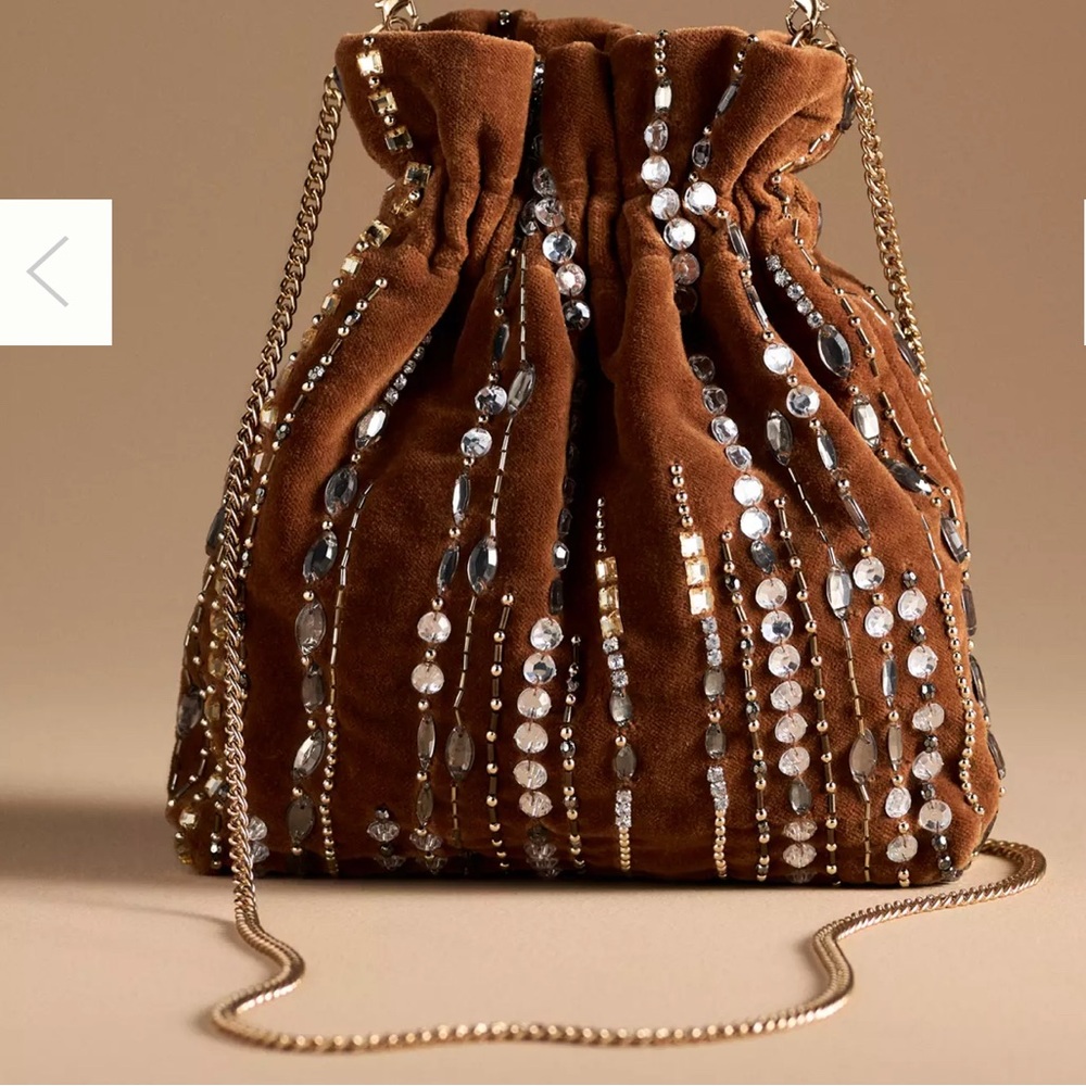Anthropologie Embellished Velvet Pouch